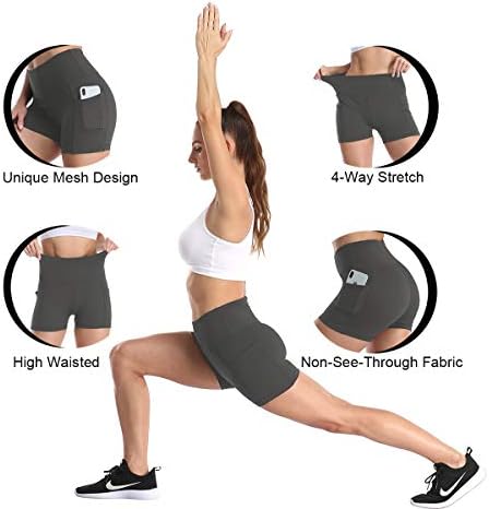 Uurun joga kratke hlače za žene, kratke hlače visokih struka, trening za kontrolu trbuha kratki sa bočnim džepovima