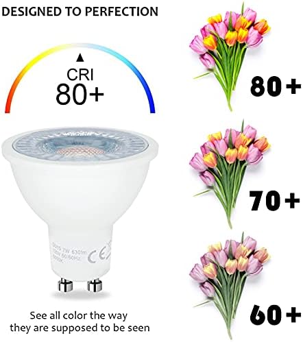 CAMMILE GU10 LED Sijalice, 50W ekvivalent halogena, bez zatamnjivanja, 5000k Daylight Bijelo prirodno svjetlo, zamjena LED sijalica