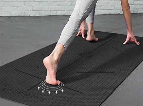 Ewedoos Eco Friendly yoga Mat sa linijama za poravnanje, TPE Yoga Mat neklizajuće teksturne površine debljine ¼ inča podstava visoke