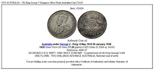 1935 AU 1935 Australija - Velika Britanija kralj George V kengurua ar Flo novčić dobro nesiguran