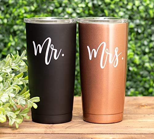 Navy Knot Mr and Mrs set čaša za vino - izolovane čaše od nerđajućeg čelika sa poklopcima - čaša za vino bez stabljika & šolja za
