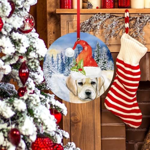 Zlatni retriver Božićni Ornament Santa pas Ornament Retriver pas prvi Božić viseći keramički Ornament božićno drvo ukrasi Sretan Božić