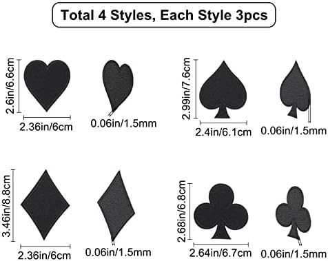 Gorgecraft 24pcs 8 Style Spades Poker Gvožđe na zakrpama Srce Spade Club Empoidered Applique Dekoracija Sew On Station Custom za odjeću