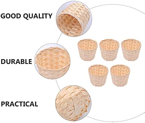 Mala korpa 5 kom bambusova pletena korpa male bambusove korpe ručno tkane posude za skladištenje lonac za namirnice korpa za domaćinstvo