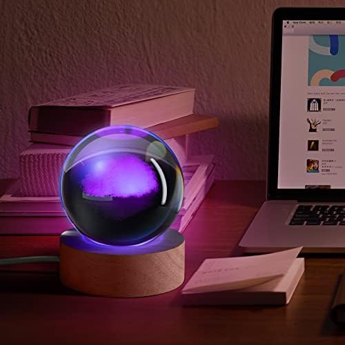 JANARARY 3D Galaxy Crystal Ball noćno svjetlo za djecu sa šarenom LED bazom, svjetlom za promjenu boje s daljinskim upravljačem kao