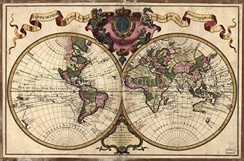 1720 karta / Mappemonde a l'usage du Roy| zemlja Planeta|nautičke karte|navigacija / Svijet M