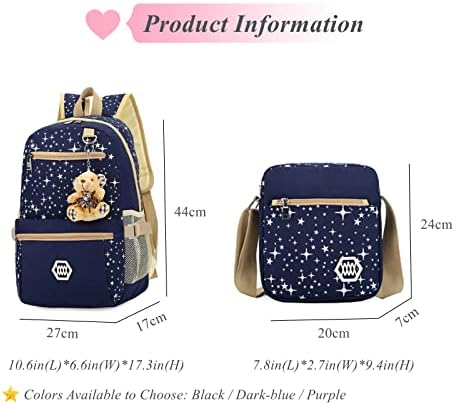 3pcs Girls School Backpacks set sa križnim torbama, školske torbe za knjige za djevojčice