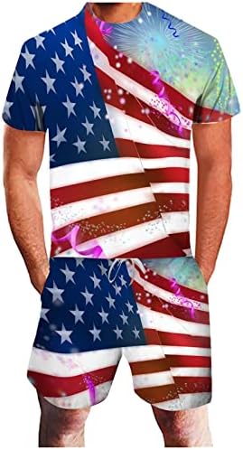 BMISEGM Summer Mens majica Aide American 3D Day Sportska zastava Muška štampanje Neovisnost Ljetni muškarci Odijele i setovi Party