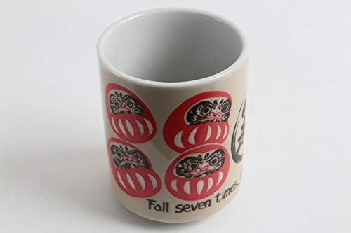Mino Ware Japanska keramika suši yunomi Chawan čaj čaj crvena daruma nikad ne odustaj bež napravljena u Japanu Yay034