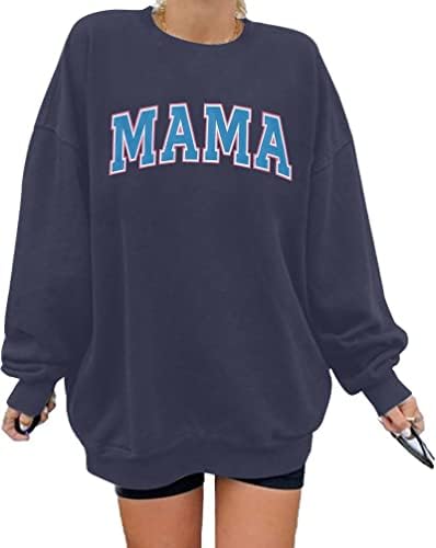 BANGELY predimenzionirana mama dukserica žene mama Life Letter Print pulover Top Casual Crewneck Dugi rukav lagana majica