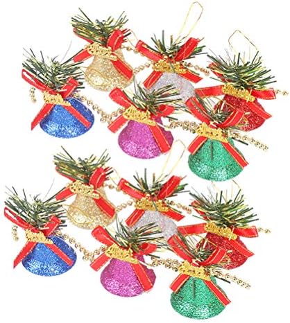 Abaodam 12pcs Božićne plastične zvona zvona Glitter zvona viseći ukrasi za Xmas stablo vijenac koji se slavio za slavlje Božić