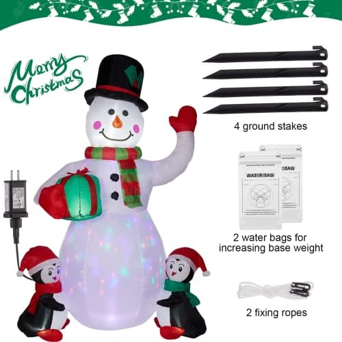 Božić napuhavanje 6ft snjegović sa pingvinima raznijeti upaljeni Gumenjaci 30s inflacija sa rotirajućim LED svjetla Giant Lawn Gumenjaci