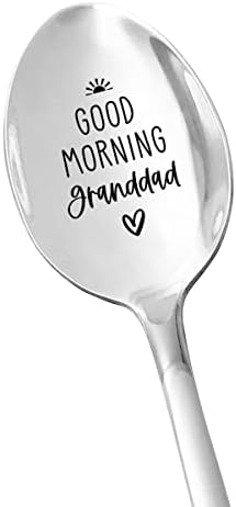 Najbolji Djed pokloni - Dobro jutro Djed - čaj kafa ljubavnik Nerđajući čelik gravirana kašika Funny Papa poklon za rođendan Dan očeva