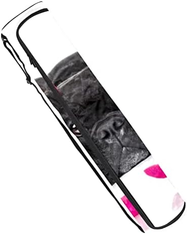 RATGDN Yoga Mat torba, francuski buldog sa Rose Exercise Yoga Mat Carrier full-Zip Yoga Mat torba za nošenje sa podesivim remenom