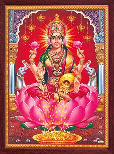HandicraftStore Lakshmi, moć novca i prosperitet Poster slika u wood craft frame, mora za ikad dom / ured / i poklon svrha