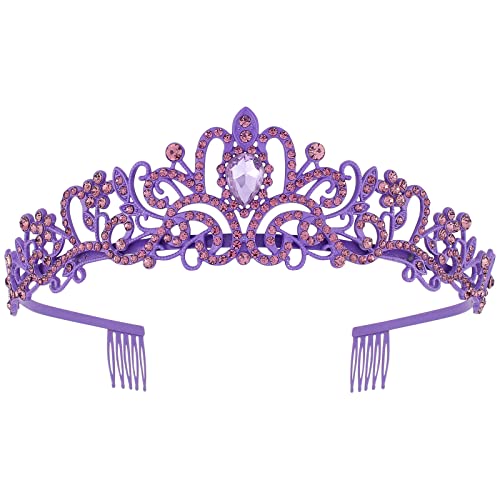 Ljubičaste tijare za djevojčice KICOSY rođendanske Krune za žene kristalni vještački dijamant princeza Tiara češalj traka za glavu