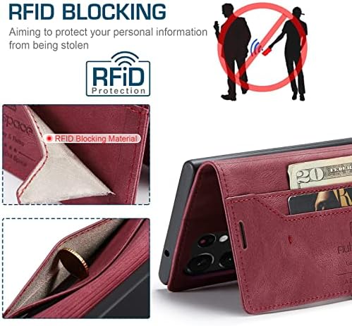 Hxy torbica za novčanik Samsung Galaxy S23 Ultra 5G, preklopna futrola od PU kože Magnetic Protect sa držačima za kartice RFID Blockstand