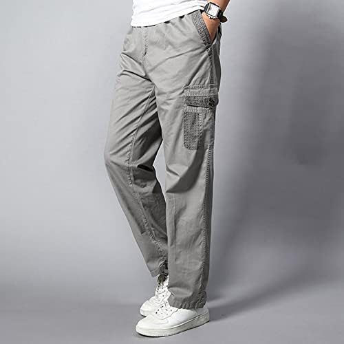 Platnene pantalone muške muške jednobojne letnje Casual sve pantalone moderne tkane duge kargo pantalone sa džepovima