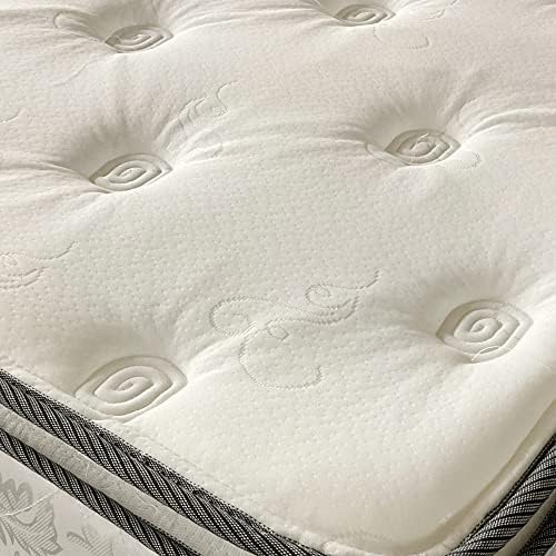 Greaton srednji plišani jastuk innerspring madrac i 4 Drvena kutija sa niskim profilom opruga/temeljni Set, 75 X 48, bijela sa crnom