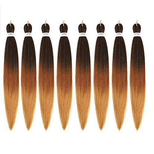Difunee prethodno rastegnuta kosa za pletenje - 26 inča 8 pakovanja duge pletenice za kosu Yaki teksture meke heklane pletenice, Ombre