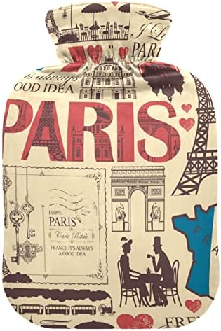 Flaše za toplu vodu sa poklopcem Francuska Paris vreća za toplu vodu za ublažavanje bolova, žene devojke deca, grejač za noge za ruke