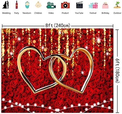 Crvena ruža Valentinovo pozadina za fotografiju ljubav srca ukras pozadina 8x6FT vjenčanje svadbeni tuš Sretna godišnjica party dekor