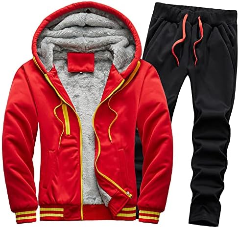 Muške plus veličine odijelo čvrste jakne hlače zadebljane plus baršunast topli džemper postavio je muškarce od zimske jakne crvene