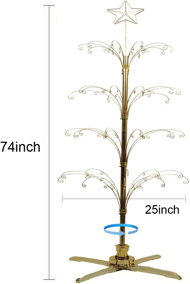 HOHIYA 74-inčni ornament displej stalak za drvo rotirajući Zlatni 90 kuke metalni držač vješalica žica visi za Swarovski kristalno