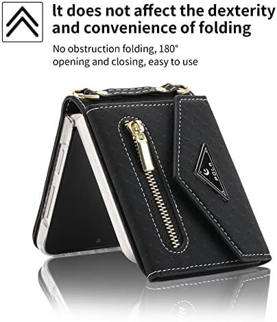 SZHAIYU Zipper novčanik torbicu za Samsung Galaxy Z Flip 4 5G Crossbody slučaj sa kreditnom karticom držač trake remen Žene Kickstand