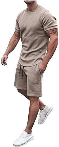 2023 Ležerni sportski set za muške dvodijelno odijelo Solid O-izrez kratkih rukava za kratke majice kratki set