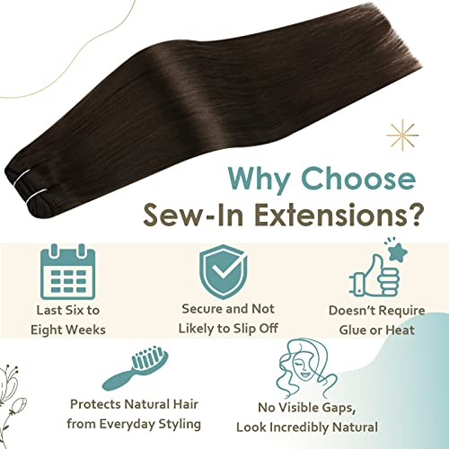 Full Shine Sew In Hair Extensions prava ljudska kosa 50g tamno smeđa Mašina ekstenzije za kosu potke ljudska kosa ručno vezane ekstenzije