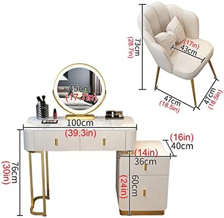 Toaletni sto sa ogledalom i svetlima, veliki set toaletnog stola sa pokretnim noćnim ormarićem, Moderan toaletni sto za šminkanje