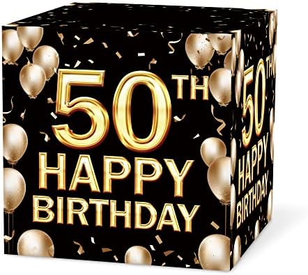 Keydaat 50. rođendanska kutija za rođendan, crna i zlatna kutija za rođendanski ukrasi, potrepštine za zabave, kutija za novac - 1