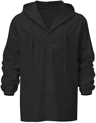 Jeke-dg Muška posteljina duhovinska košulja s kapuljačom Ljetna majica s dugim rukavima Tee Ležerna duksela Lagana vrhunska vrhunska