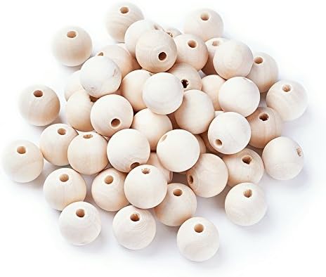 100kom prirodne okrugle drvene perle 35mm nedovršene drvene labave Odstojne perle za izradu nakita uradi sam, rupa: 7mm