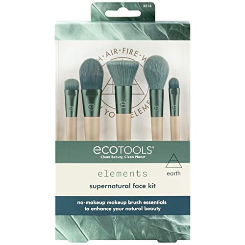 Elementi ECOTOOLS Super-Prirodno lice za četkicu za lice, za temelje, bronzer, rumenilo i šminka za oči, najbolje funkcionira sa tekućim,