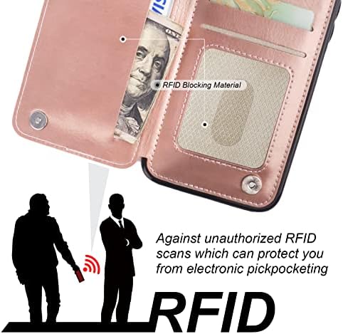 Onetop za iPhone 12/12 Pro novčanik slučaj sa držačem kartice, 360° rotacija prsten postolje RFID Blokiranje PU Koža dvostruko magnetna