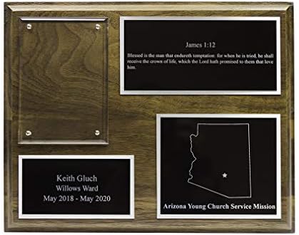 LDS misionarska ploča 8x10-3 Dizajn ploče u zlatu ili srebru - za LDS misionare u potpunosti prilagodljive sa držačem slike, pismo