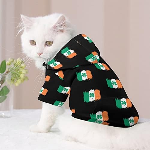 Vintage Irska zastava sa Lucky Clover pas i mačka Kostimi slatka pet Hoodie odijelo sa šeširom slatka Odjeća Odjeća