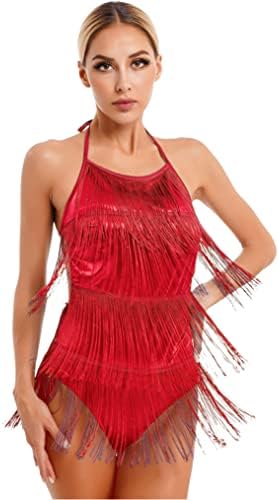 Yeador ženska kaša latino plesna haljina Fringe Backless Samba Rumba Ballroom kostim Leotard Flapper haljina