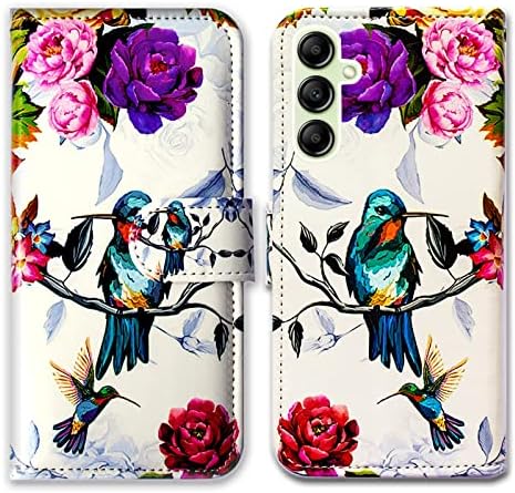 Bcov Galaxy A14 5G Case, Hummingbird u cvijeću ptica koža Flip telefon slučaj novčanik poklopac sa Slot kartica držač nosač za Samsung