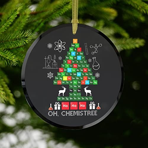 DatDesigns naučna božićna majica OH hemičara Tree Chemistree Hemistry Xmas Subornc Circle ornament - Božićni turnir
