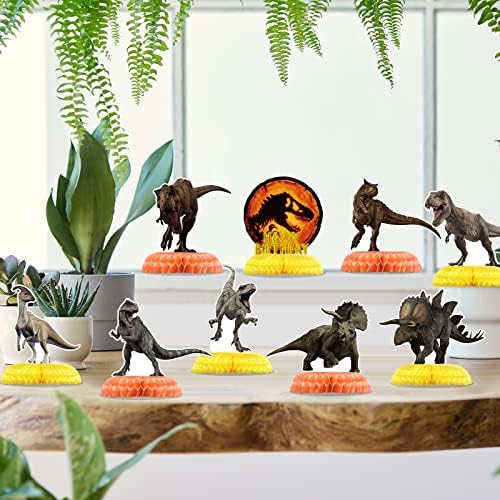 9 kom Dinosaur Honeycomb središnji dijelovi party table dekoracije, Jurassic Dino Center Piece Dinosaur Table Topper za djecu T-Rex