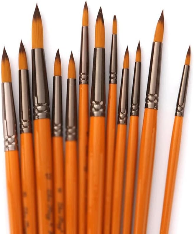 LUKEO 12kom / Set Art Pen Hook Line najlonske četke za drvo za Akvarelno ulje slikarstvo Art Supplies Kit