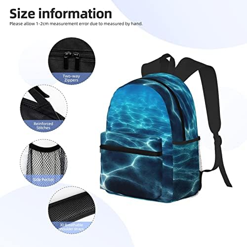 Moliae plavi duboki okean tisak vodootpornih fakultetskih srednjoškolskih torbi za dečake, putni ruksak ležeći dnevni lipta