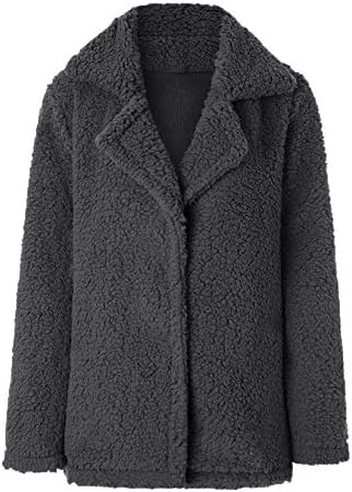 Andongnywell Žene Ležerne prilike s dugim rukavima Fuzzy Faux Shearling Topla zimski jakne Granulirani kaput od runa