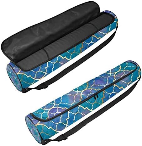 Apstraktna Marokanska tekstura sa zlatnom linijom Yoga Mat torbe sa punim patentnim zatvaračem Yoga Carry Bag za žene i muškarce,