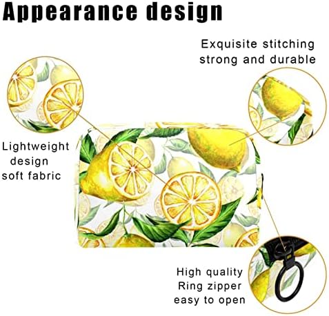 Tbouobt kozmetičke torbe za šminke za žene, male šminkerne torbice za putne vrećice, žuti voćni limun vintage moderni