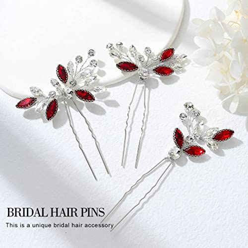 Jakawin Crystal Bride Wedding Hair Pins Silver hair Piece Bridal Flower Hair Accessories For Women and Girls HP130