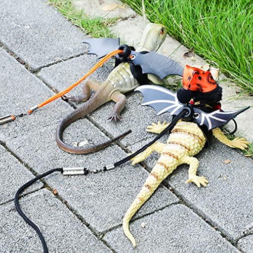 Xuniea 2 seta Halloween Dan zahvalnosti bradat Dragon Lizard Leash kabelski kabel set sa Halloween bundevom šeširom, reptilni kabelski